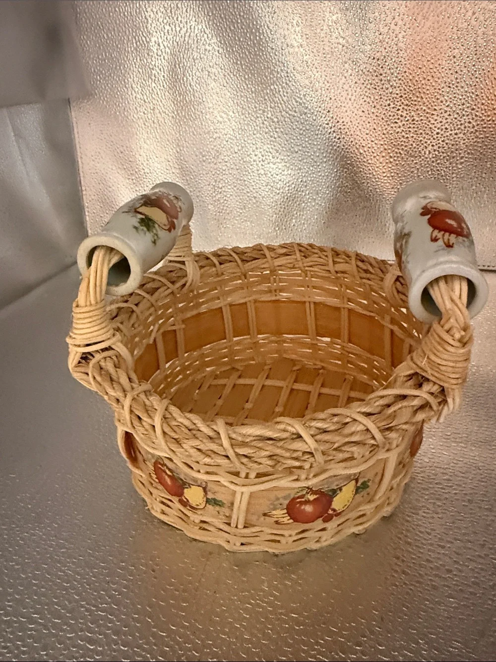 Wicker Fruit Accent Basket with Ceramic Handles